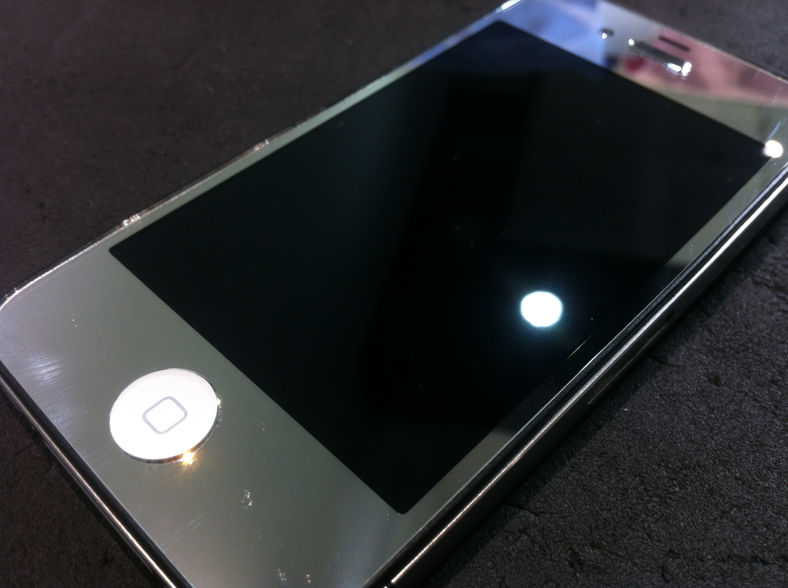 iPhone4Sガラス割れカスタム修理シルバー