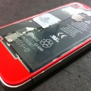 iPhone4/4Sガラス割れカスタム修理クリアレッド